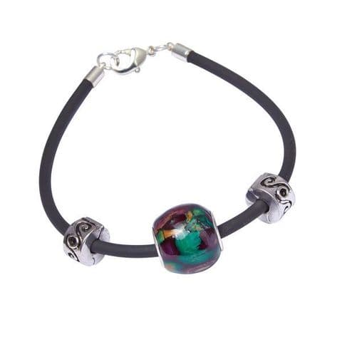 Round Heathergem Bead Thong Bracelet – Handcrafted in Scotland, Unique Design, 7" Thong