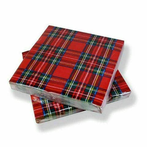 Royal Stewart (Red) Tartan Paper Cocktail Napkins (Pack of 40)