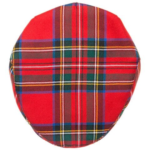 Royal Stewart Tartan Barnton Flat Cap, 100% Pure Wool, Available in Sizes S-XL
