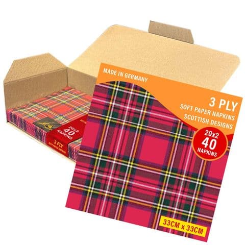 Royal Stewart Tartan Napkins Serviettes Paper (Pack of 40)