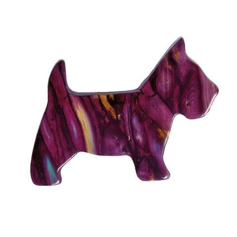 Scottie Dog Heathergem Brooch – Handcrafted from Scottish Heather, Gift Boxed with Story Card