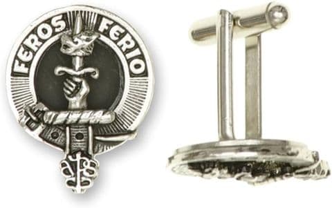 Scottish Family Clan Crested Polished Pewter Cufflinks Made in Scotland