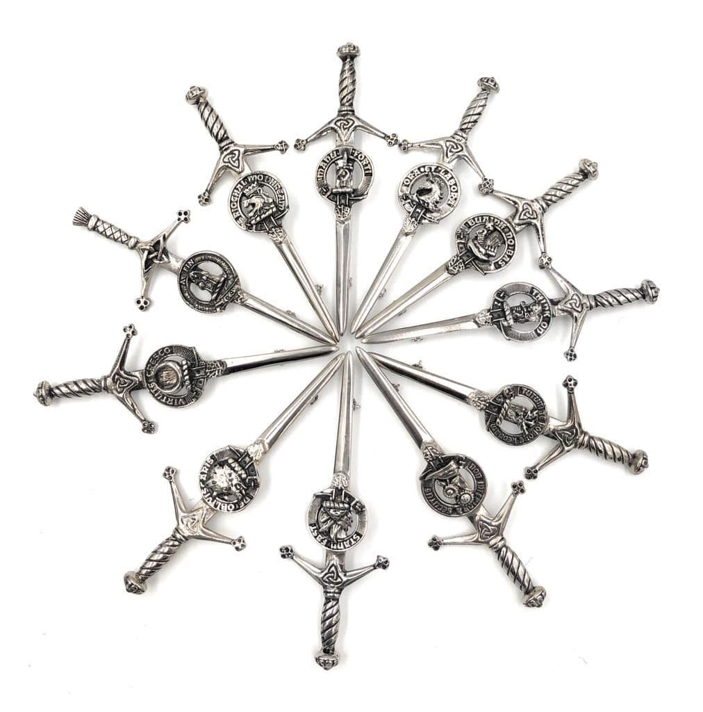 Scottish Family Clan Crested Polished Pewter Kilt Pin Made in Scotland