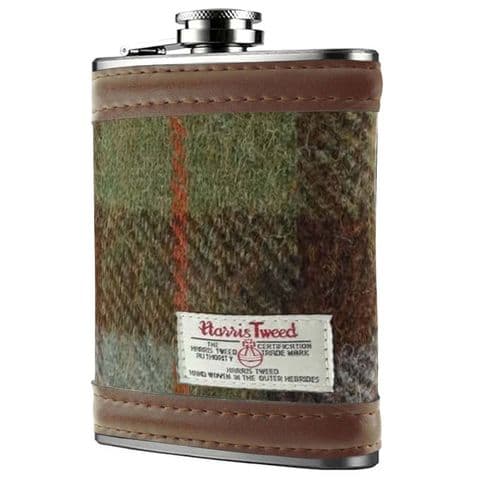 Scottish Harris Tweed 6oz Hip Flask & Gift Box Set in MacLeod Tartan HF2100-COL15