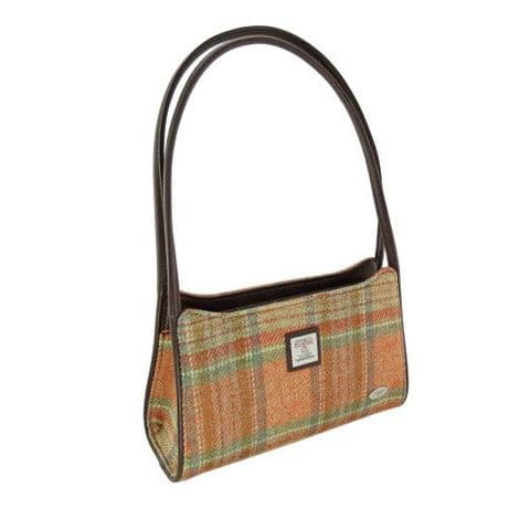 Scottish Harris Tweed 'Fiddich' Small Handbag in Pale Orange Stewart Tartan LB1242 C-148