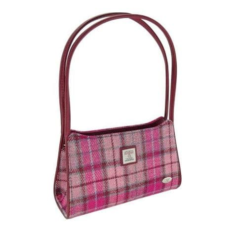 Scottish Harris Tweed 'Fiddich' Small Handbag in Vibrant Pink Buchanan LB1242 C-138