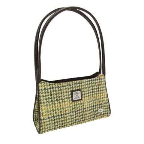 Scottish Harris Tweed 'Fiddich' Small Handbag in Yellow, Green & Brown Dogtooth LB1242 C-149