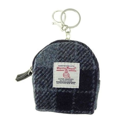 Scottish Harris Tweed Luxury Wool Tartan Micro Bag UK Gift In Grey Black LB2048 C-95
