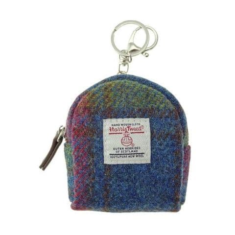 Scottish Harris Tweed Luxury Wool Tartan Micro Bag UK Gift In Multi Colour Tartan LB2048 C-46