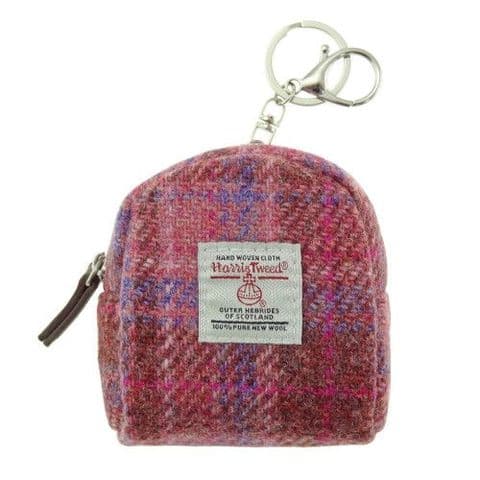 Scottish Harris Tweed Luxury Wool Tartan Micro Bag UK Gift In Pink Check  LB2048 C-103