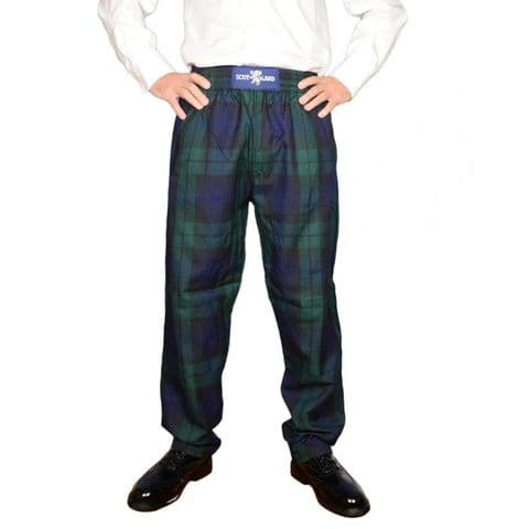 Scottish Heritage: Gent's Donnellis Tartan Trousers-Black Watch, Stretchable Waistband-Festivals!