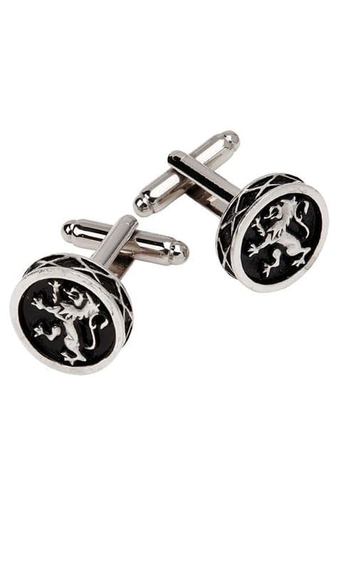 Scottish Neat Lion Round Cufflinks in Polished Pewter Finish Made in Scotland KCL37P