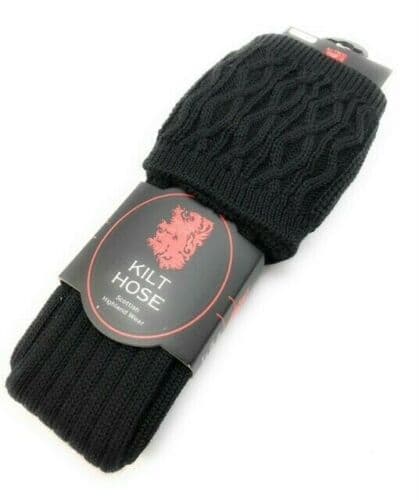 Scottish Pipe Band Luxury Kilt Hose/Socks Wool Black Brand New