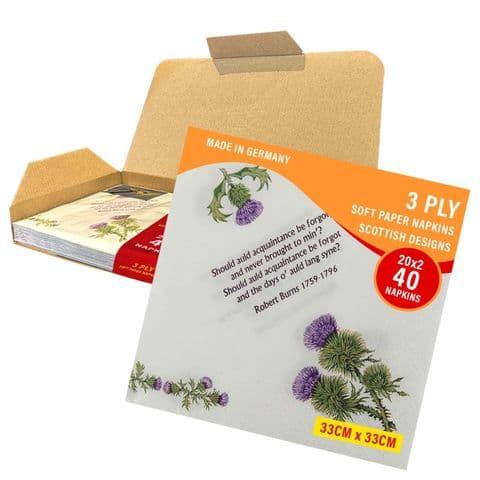 Scottish Robert Burns Poem 3 Ply New Paper Napkins (Pack of 40)