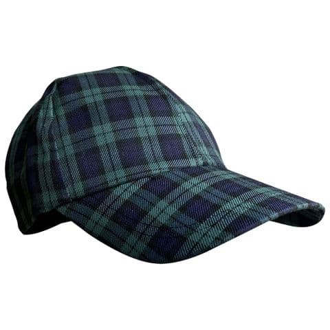 Scottish Tartan Baseball Cap, 6 Panel Cap with Eyelets, Adjustable Hook and Loop, Double Stitched