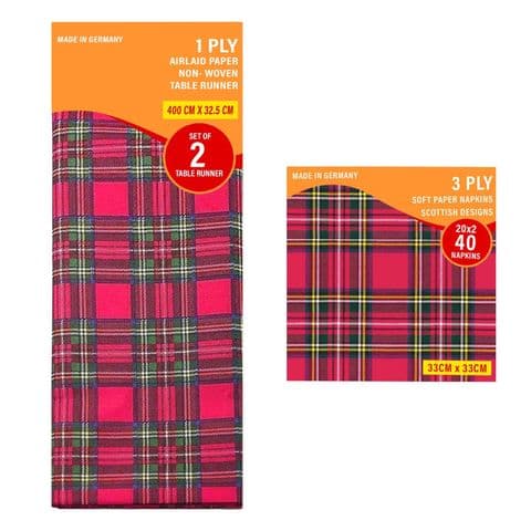 Scottish Tartan Table Runner and Napkins Set Royal Stewart