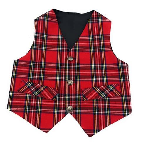 Scottish Tartan Waistcoat - Smart Royal Stewart Design - Sizes 1-6 Years - Polyviscose Material