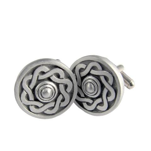 Scottish Traditional Celtic Battle Shield Luxury Matt Pewter Cufflinks Made in Scotland KCL9M