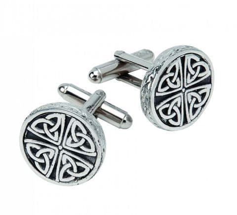 Scottish Traditional Celtic Luxury Polished Pewter Cufflinks Made in Scotland KCL26P