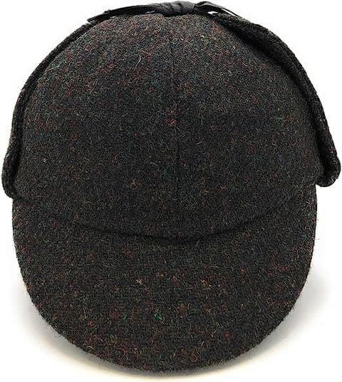 Scottish Traditional Deerstalker Hat - Harris Tweed,Autumn Dark Mixed Fleck - without Moleskin
