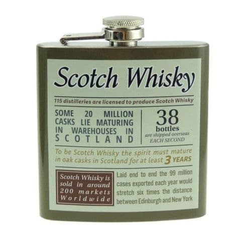 Scottish Unique 6oz Hip Flask in Scotch Whisky Design HF2002