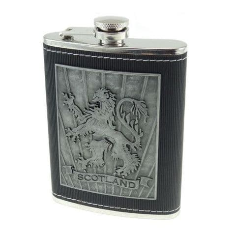 Scottish Unique Embossed 8oz Hip Flask & Gift Box Set in Scottish Lion Design HF2009