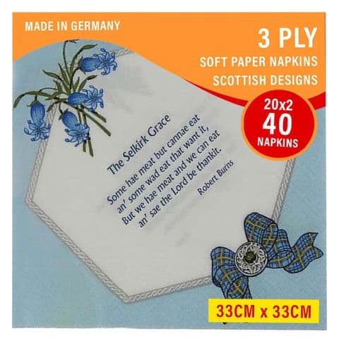 Selkirk Grace Tartan Napkins Serviettes (Pack of 40)