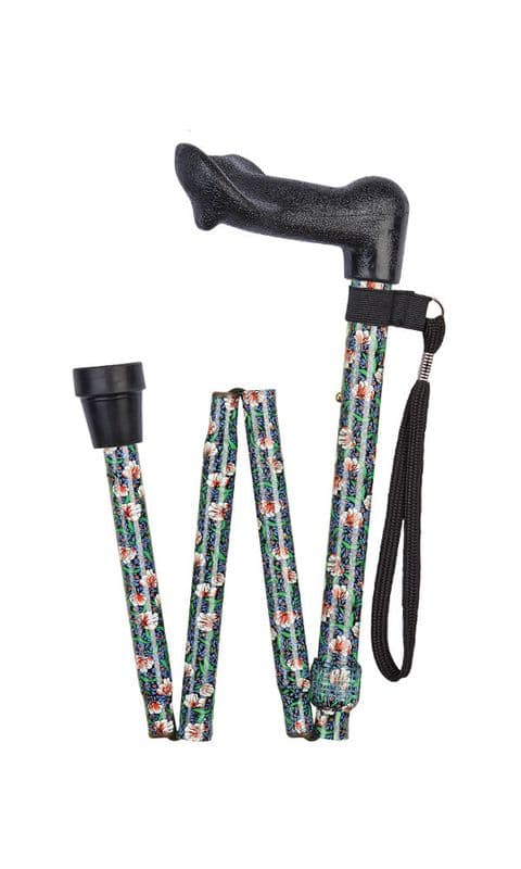 Short Anatomical Folding Stick (Right-Hand), Height Adjustable 28"-32", Morris Pattern, 110kg