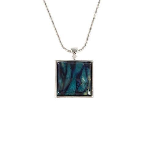 Silver Plated Heathergem Square Necklace – Handcrafted in Scotland, Gift Boxed