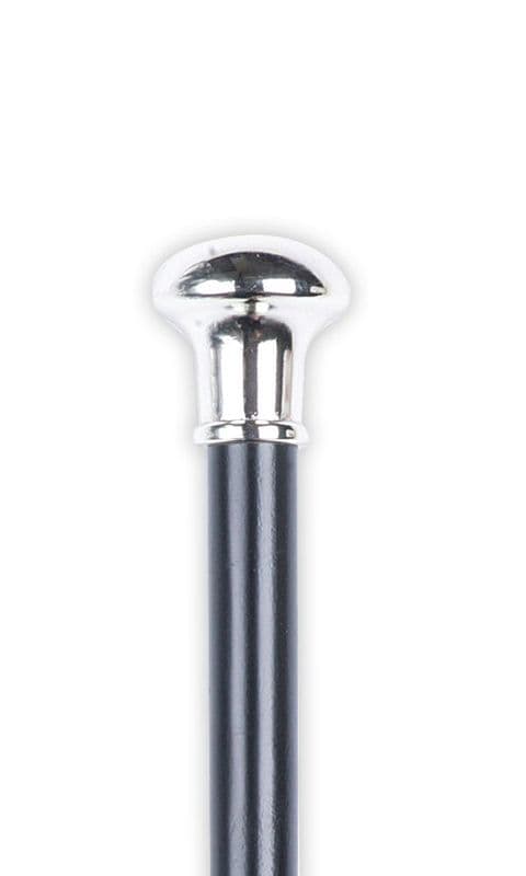 Silver Plated Knob Handle Wooden Walking Stick Black Beech Wood Shaft, 91cm (36"), Metal Ferrule