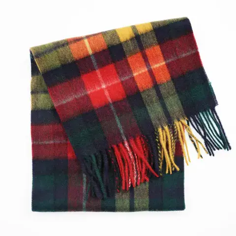 Silver Thistle 100% Lambswool Scarf - Buchanan Modern Tartan - Luxury Soft - Excellent Size
