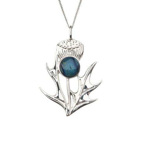 Silver Thistle Pendant - Handcrafted Sterling Silver Heathergem with 18" Chain