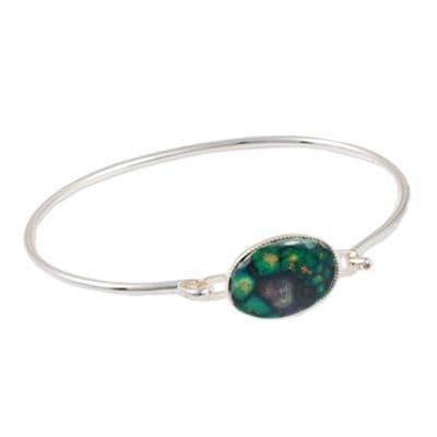 Simple Oval Bangle – Silver Plated, Unique Heathergems Design, Handcrafted in Scotland