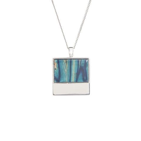 Skye Square Pendant Necklace – Sterling Silver Heathergem, Handcrafted in Scotland, 18" Chain