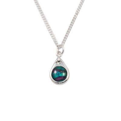 Small Tear Drop Silver Plated Pendant with 16" Chain – Handcrafted Heathergem, Gift Boxed