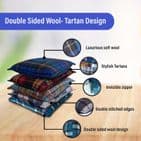Soft Wool Double-Sided Tartan Cushion Cover, 45cm x 45cm, Checkered Design, Hidden Zipper