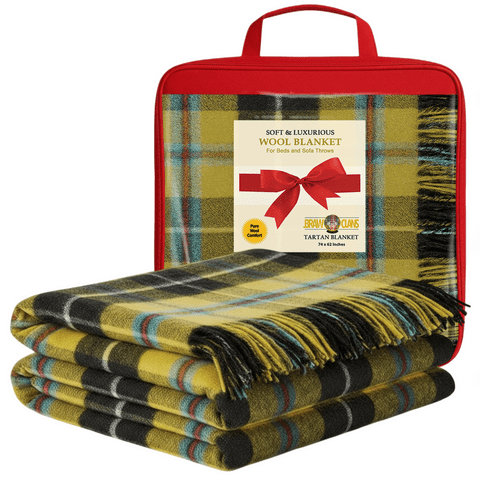 Soft Wool Tartan Blankets for beds, Sofa throws - Winter warm - 74x62" -  Cornish National - Gift