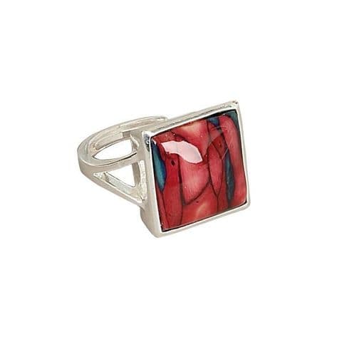 Square Silver Plated Adjustable Ring – Heathergems Design, Gift Boxed, Handcrafted in Scotland