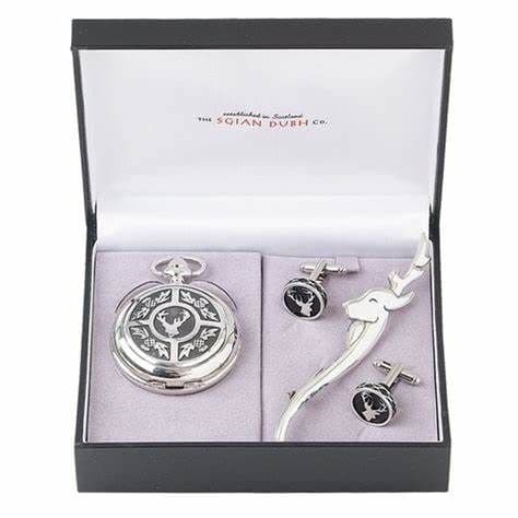 Stag Head 3 Piece Quartz Pocket Watch Gift Set PWS302Q