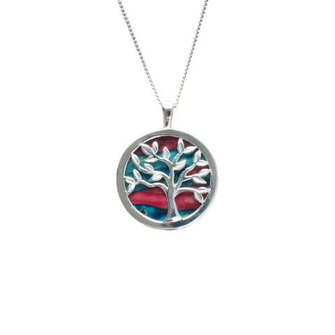 Sterling Silver Tree of Life Heathergem Pendant – Handmade in Scotland, Unique Gift
