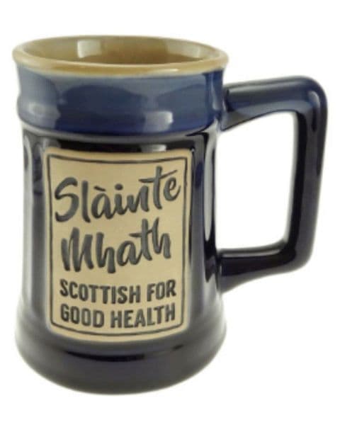 Stoneware Beer Mug - Slainte Mhath PT1016-BLUE - Gift Set of 1,2 & 4