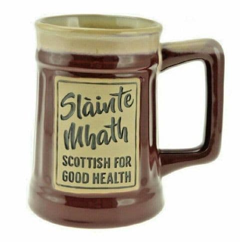 Stoneware Beer Mug - Slainte Mhath PT1016-RED - Gift Set of 1,2 & 4