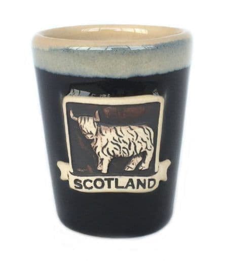 Stoneware Highland Cow Shot Cup - Black PT3010 - Gift Set of 1,2 & 4