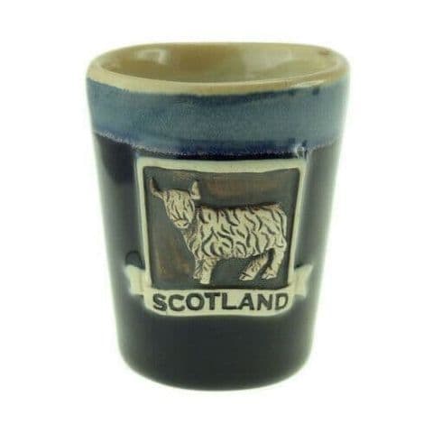 Stoneware Highland Cow Shot Cup - Blue PT3010 - Gift Set of 1,2 & 4