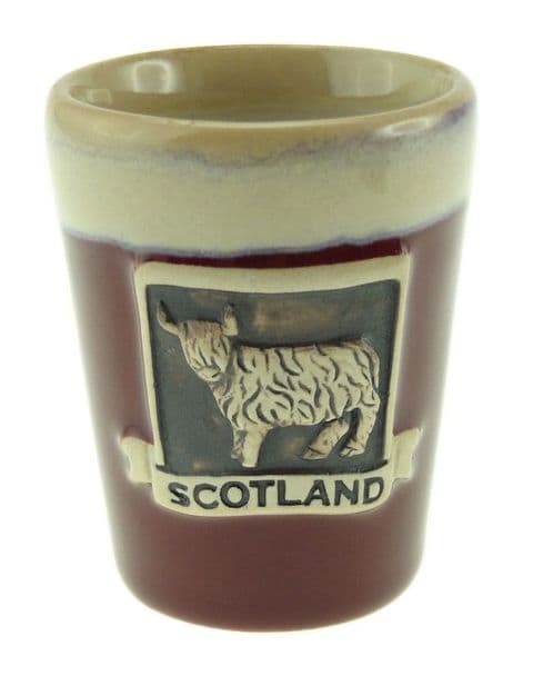 Stoneware Highland Cow Shot Cup - Red PT3010 - Gift Set of 1,2 & 4