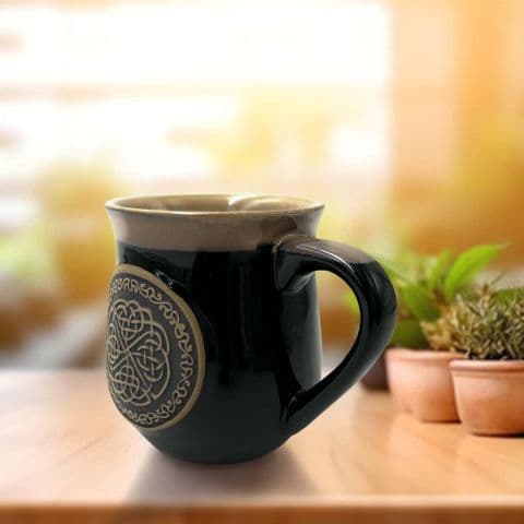 Stoneware Mug with Celtic Circle - Black PT1008 - Gift Set of 1,2 & 4