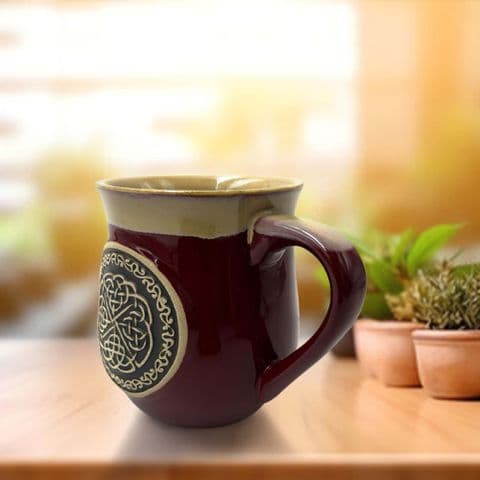 Stoneware Mug with Celtic Circle - Red PT1008 - Gift Set of 1,2 & 4