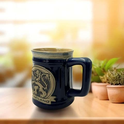 Stoneware Mug with Lion Rampant - Blue PT1002 - Gift Set of 1,2 & 4