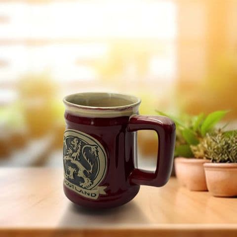 Stoneware Mug with Lion Rampant - Red PT1002 - Gift Set of 1,2 & 4