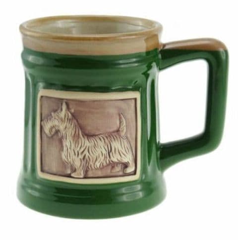 Stoneware Mug with Scottie Dog - Green PT1005 - Gift Set of 1,2 & 4